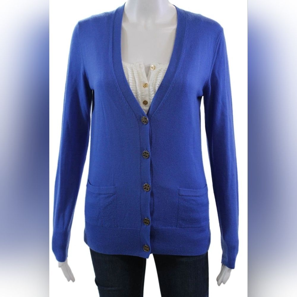 Bundle Tory Burch Pleated Pullover Tank Top + Cardigan Sweater Set White Size S